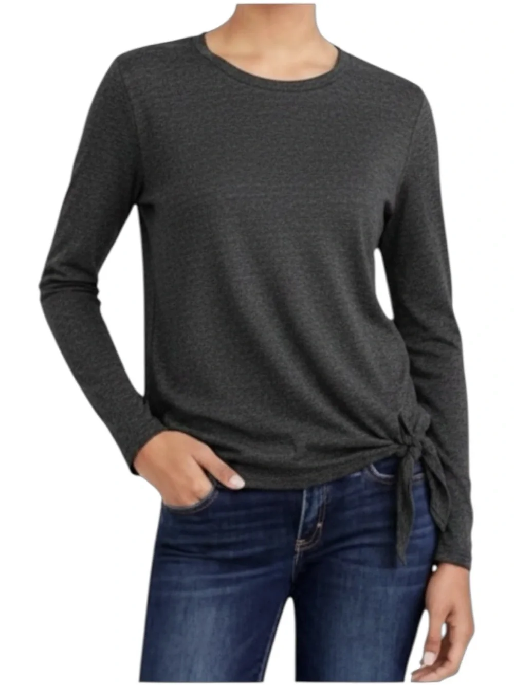 J. Crew Mercantile Side Tie T-Shirt Heather Gray